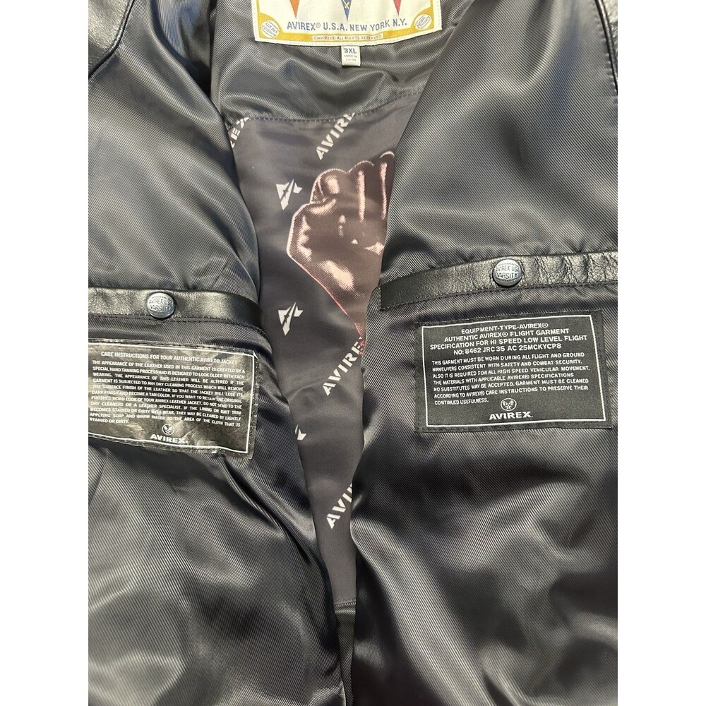 NEW XXXL Avirex Hardies NYC Lamb Leather Black Pink Authentic Bomber Jacket Coat - Picture 10 of 13